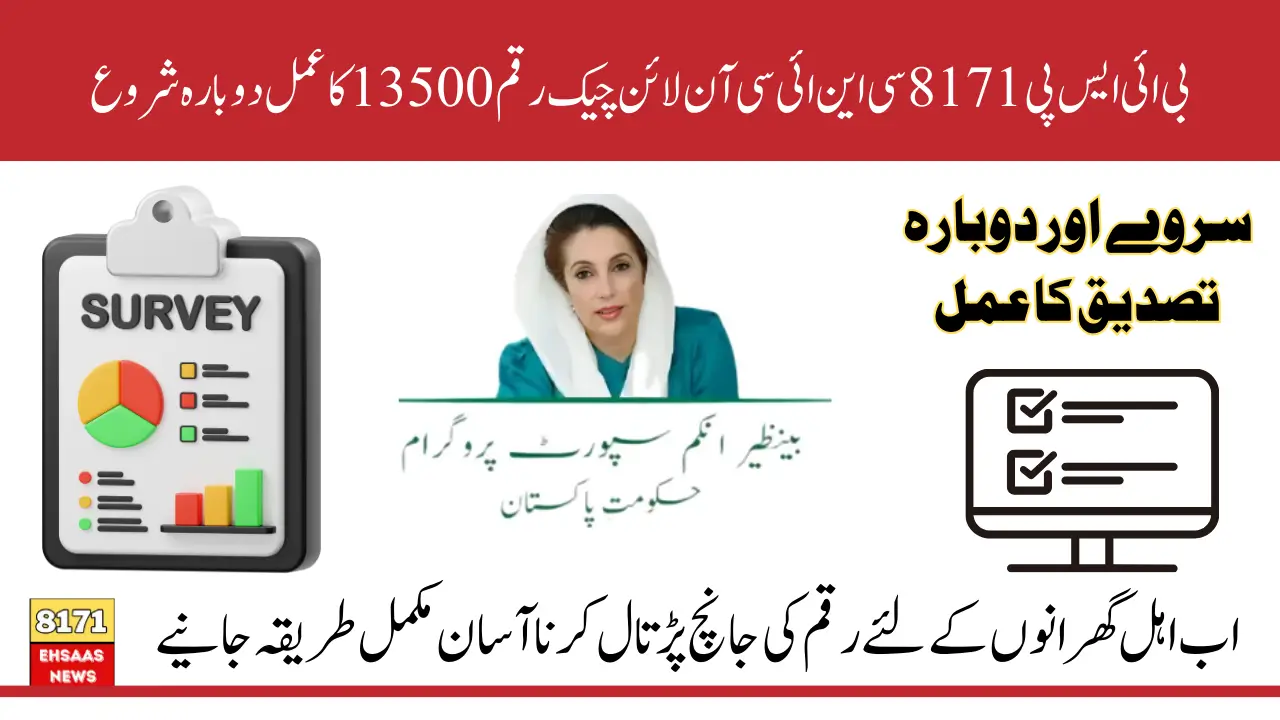 BISP 8171 CNIC Online Check Payments of 13500 Survey & Re-verification Process Full Details